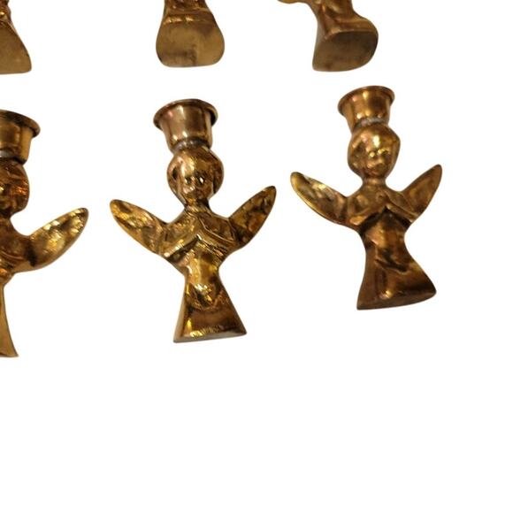 VTG Brass Angel Candle Holder Mini Place Setting Christmas Table Decor Set of 12 - Picture 5 of 8